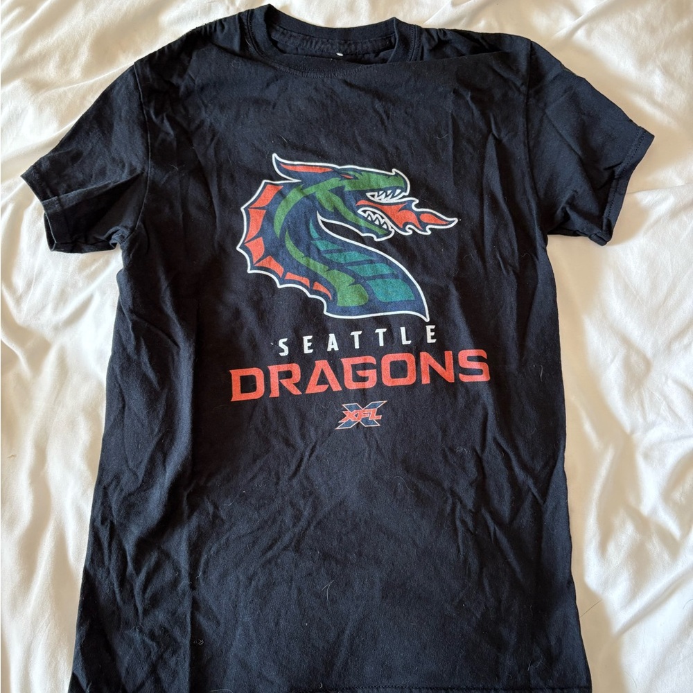 Seattle Dragons XFL Football T Shirt Adult Small Navy NWT